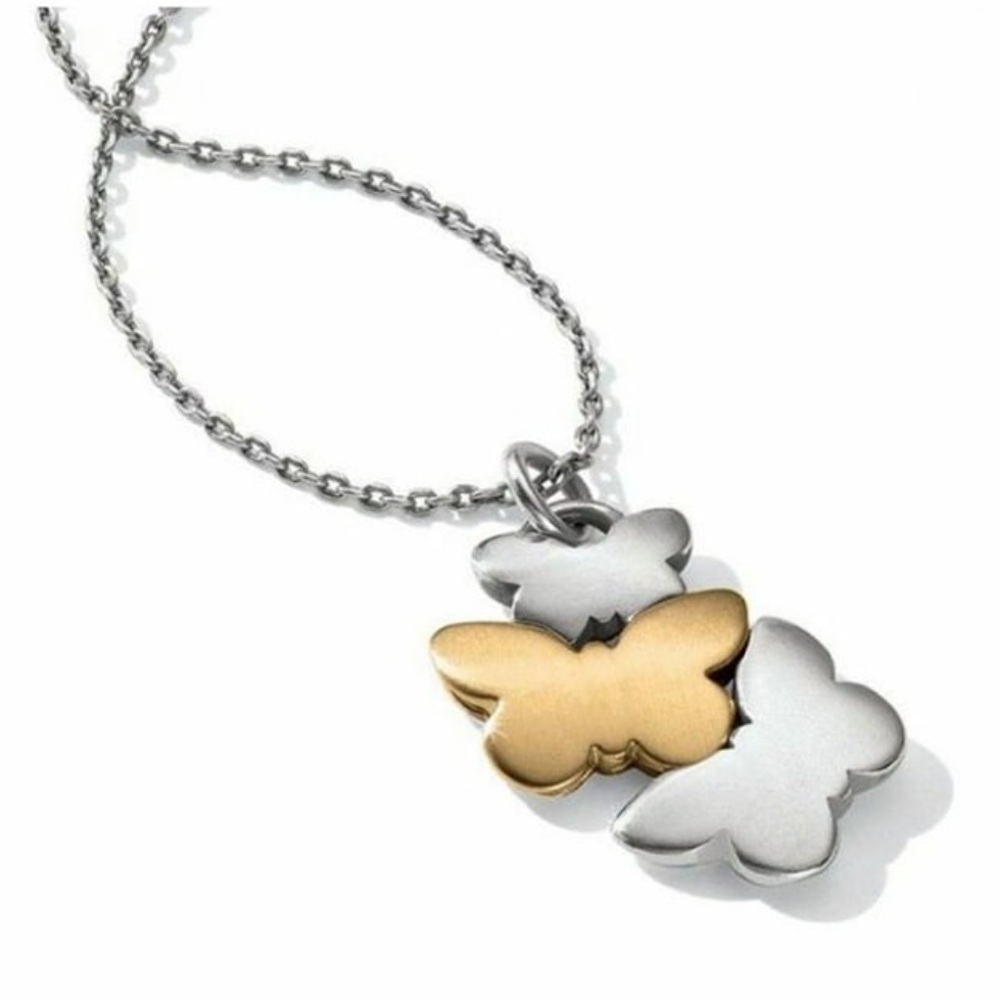 Brighton WONDERWING Wonder Wing Butterfly Silver Gold  Necklace NWT